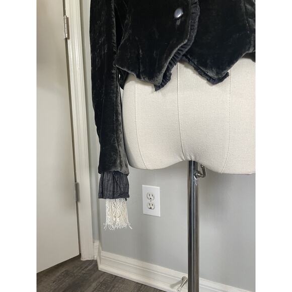 DOROTHEE SCHUMACHER Velour Lace Trimming Steampunk Jacket Victorian MED Gothic - Picture 6 of 16